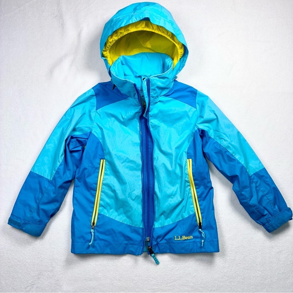 L.L. Bean Kids Full Zip Waterproof Rain Jacket Unisex Medium (5-6) SEE ALL PICS